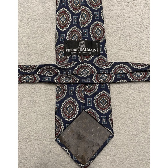 Pierre Balmain Other - Pierre Balmain Neck Tie‎ Silk Paisley Geometric Blue Parisian Italy X Long 62"